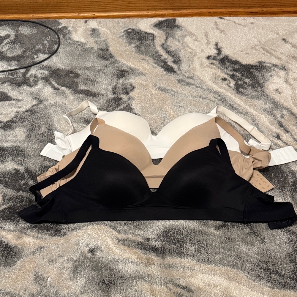 Soma Black, White, and Tan Bra Trio